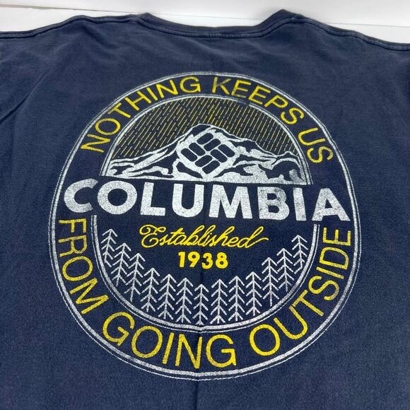 Columbia Sportswear Blue "Nothing Keeps Us From Going Outside" Men's T Shirt  XL - Picture 1 of 7